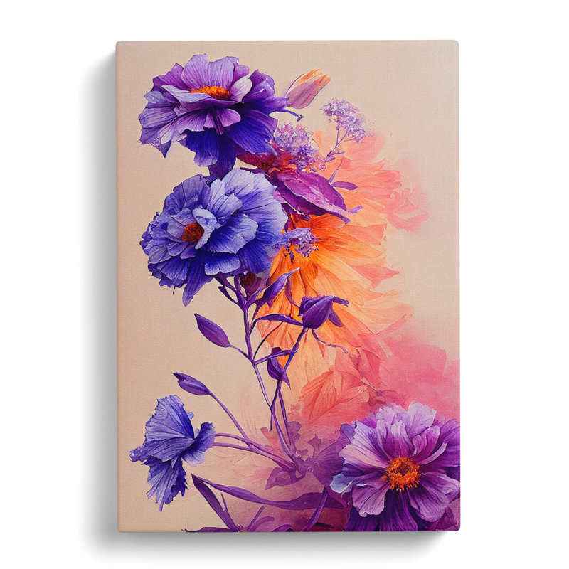 XC1022-3683X Pretty Watercolour Flowers No.2 - Wrapped Canvas Print, 60cm H x 40cm W x 2cm D