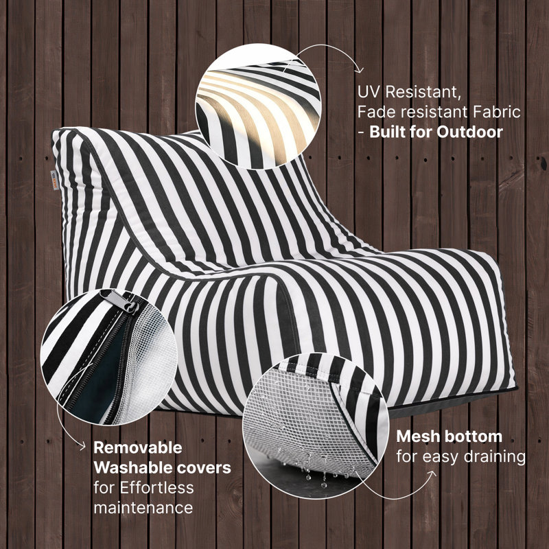 Fauteuil à billes Ponce , Acrylique rayé noir et blanc