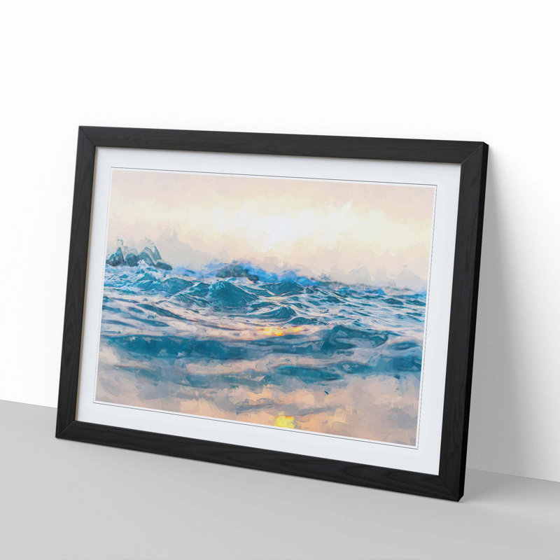 Kavourotrypes Beach in Greece in Abstract - Framed Print, Black, 50cm H x 76cm W x 2cm D
