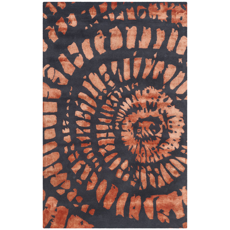 Tapis bleu en laine touffeté à la main Laredo, Rectangle 5 pi x 8 pi