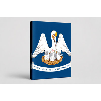 Louisiana State Flag — Pelican Canvas Wall Art