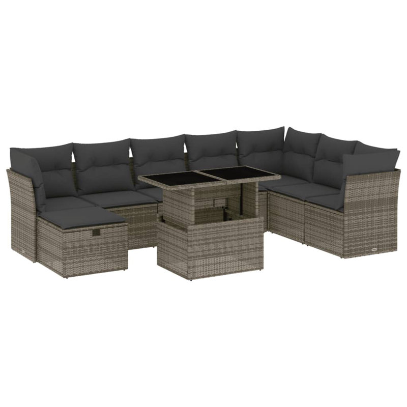 Ensemble de canapé de jardin en polyester thermolaqué en rotin PE Vidaxl