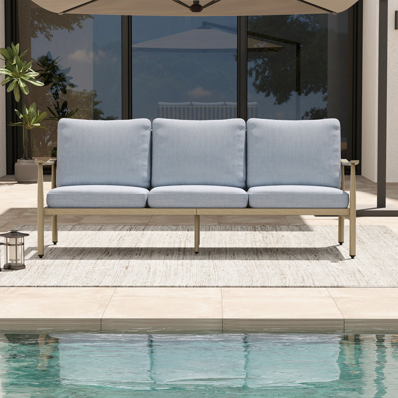 Canapé d'extérieur en aluminium 76 po Mariène, Bleu, Beige