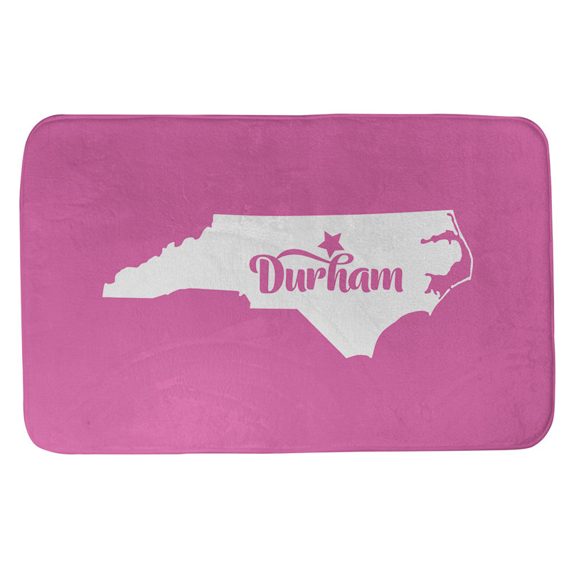 Tapis rectangulaire antidérapant pour salle de bain, L 17 po x L 21 po, Rose, Durham, Caroline du Nord 