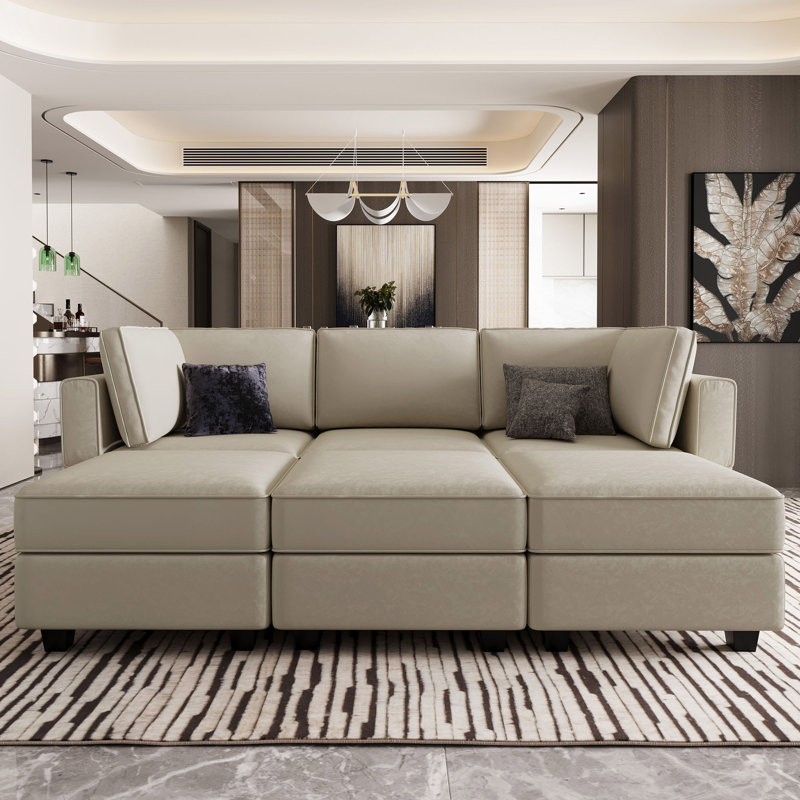 Canapé-lit modulaire en velours Teangela, Velours gris velours
