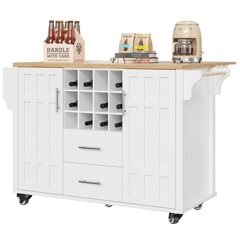 140 cm W Kitchen Island with Wheels