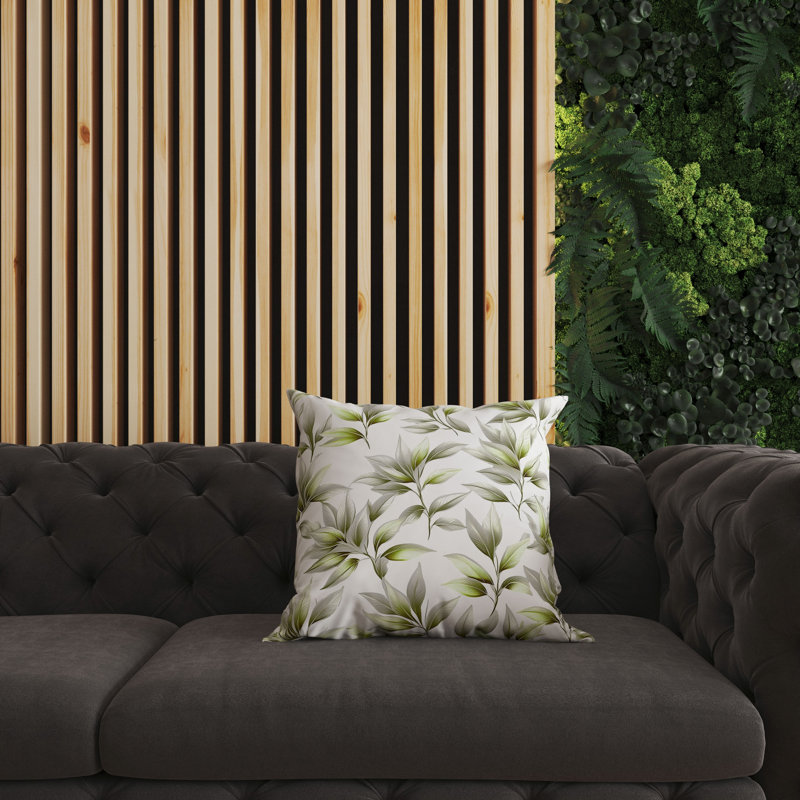 Coussin Enchanted Leaflet, H 18 po x l 18 po, Argenté / Vert