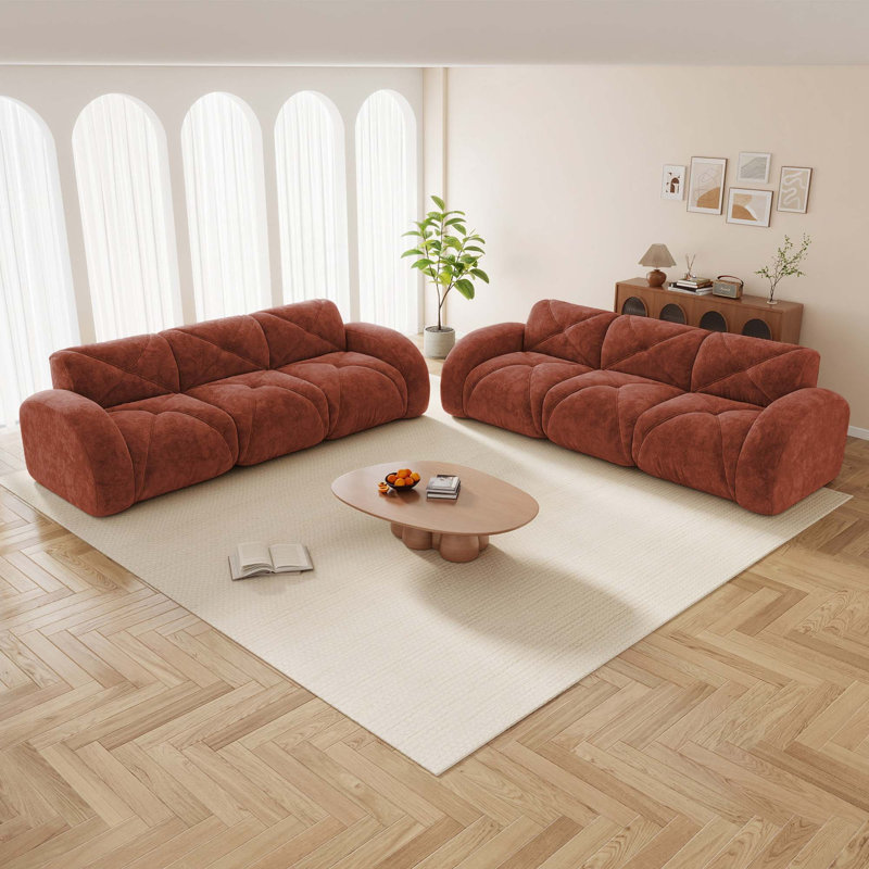 Ensemble de canapés modernes à assise profonde en velours 3 sièges 32D à densité élevée haute densité 3 pièces, aucun assemblage requis pour le salon