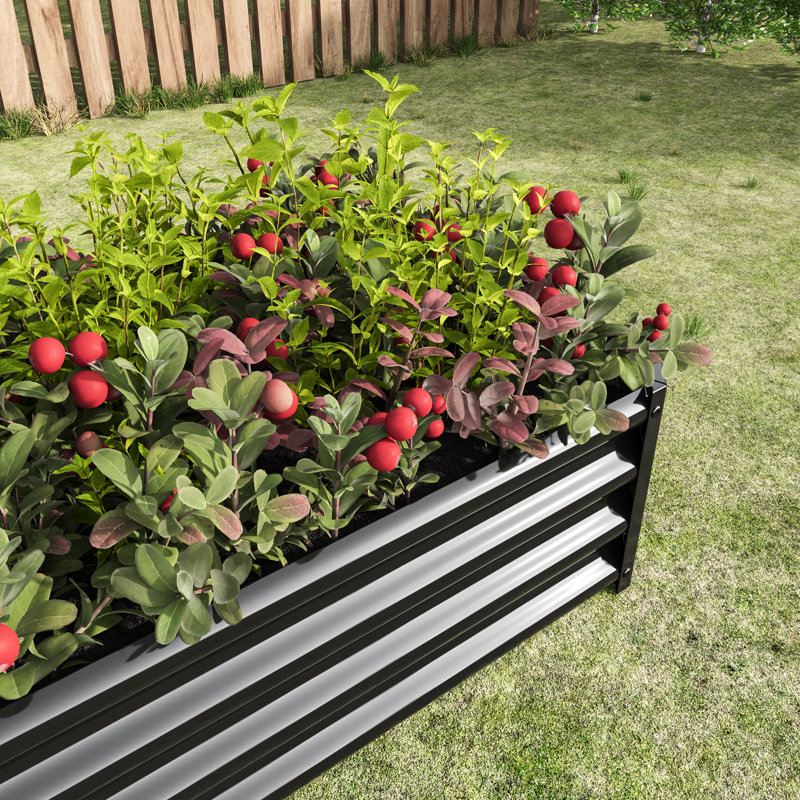 Metal Raised Garden Bed 421Ft For Herbs And Vegetables, Black, Build, Rust - Proof Black Vegetables Herbs, 421Ft, Design, Easy To Install