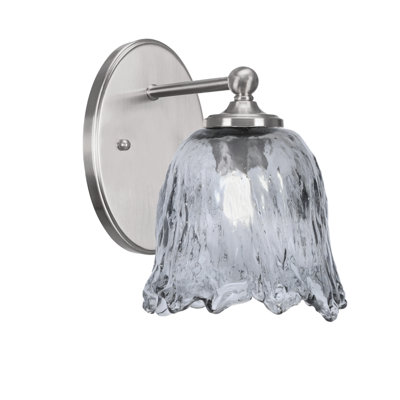 Applique murale Sadea, fini nickel brossé, verre lave fumé 18 cm