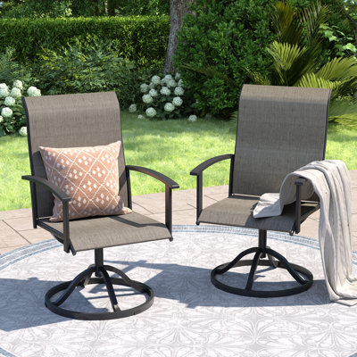 Outdoor Swivel Dining Chair With PVC-coated polyester Fabric