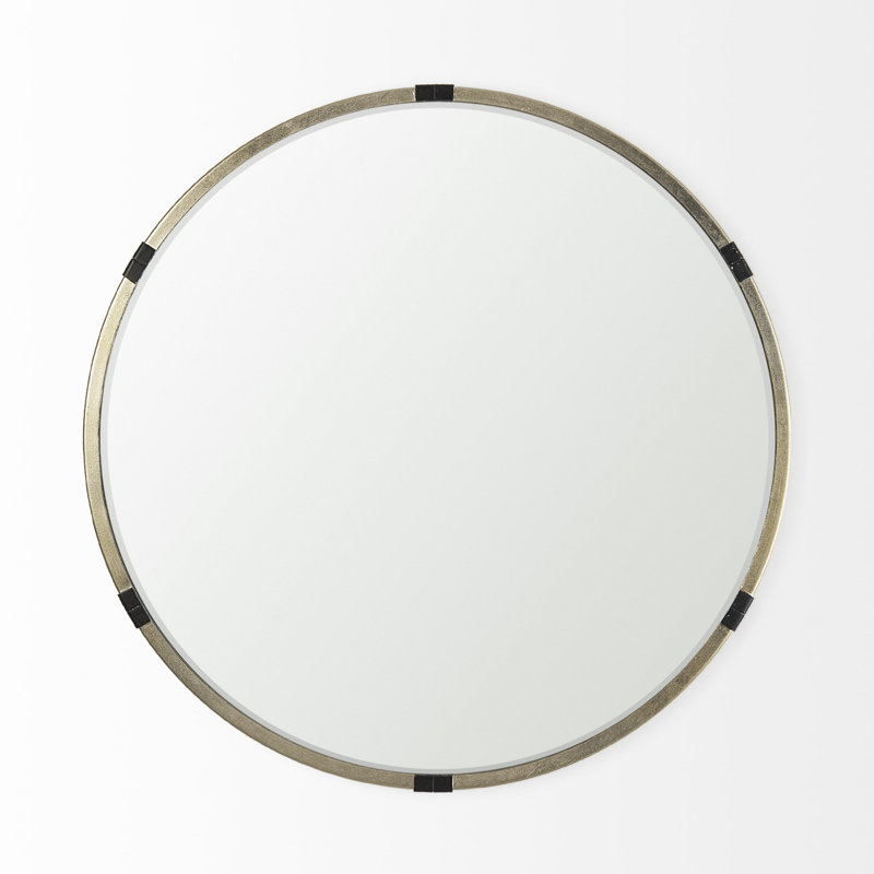 Petit miroir mural rond en métal doré 23 po Autenberg, 28,5 po x 28,5 po