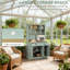 Buffet de cuisine autoportant avec huche avec tiroirs, portes en verre et tablettes réglables Light Pantry