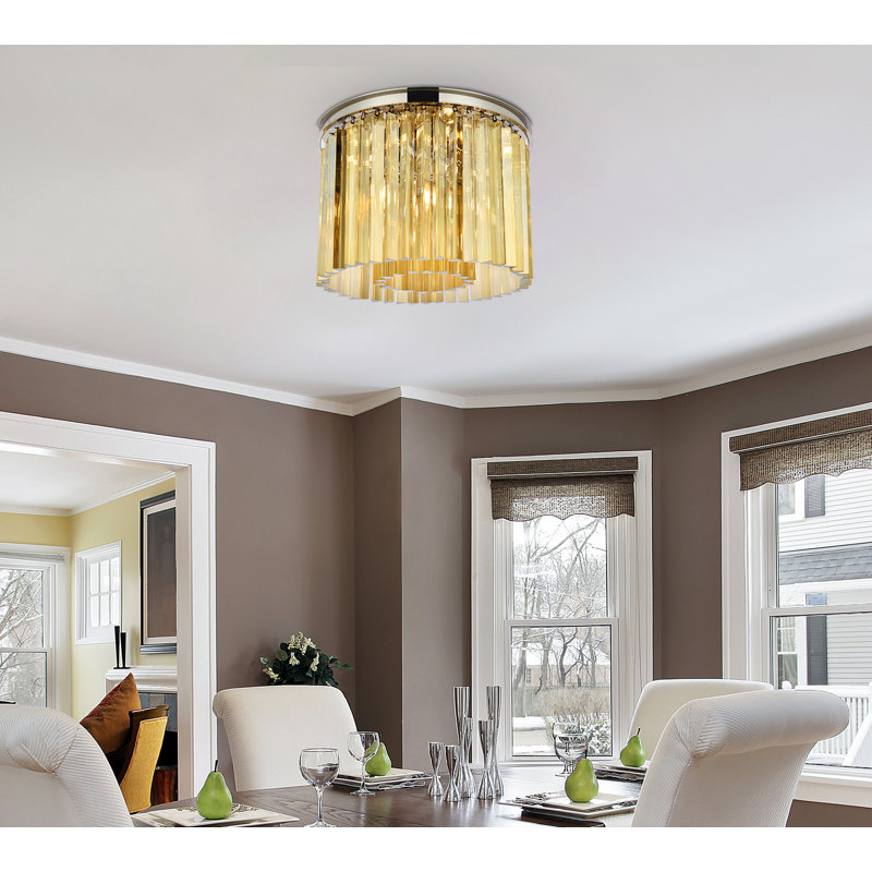 Yazmin Flush Mount, Golden Teak (Smoky), Polished Nickel
