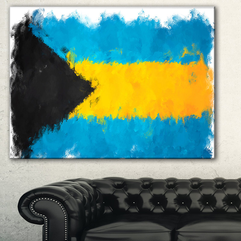 Illustration du drapeau des Bahamas - Impression sur toile tendue, H 30 po x l 40 po x P 1 po