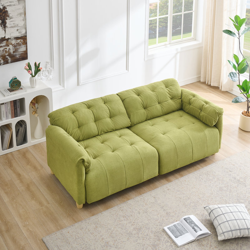 Emerald Green Tufted Modular Sofa With Under-Seat Storage, Chenille Loveseat For Living Room, Green