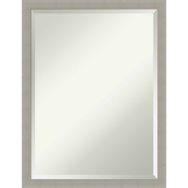 Jobina Solid Wood Rectangle Wall Mirror, 26" x 20", Dark Brown