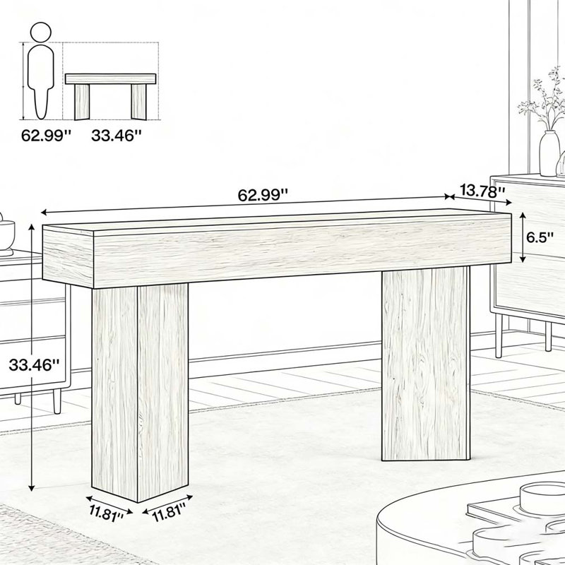 Rustic Side Table,Compact Console Table