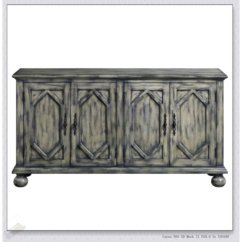 Armoire console Pavan au fini gris rustique avec rangement spacieux et design polyvalent pour les maisons modernes