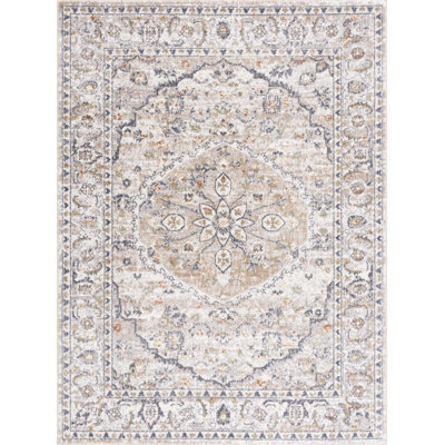 Oveda Oriental Machine Washable Gray Area Rug