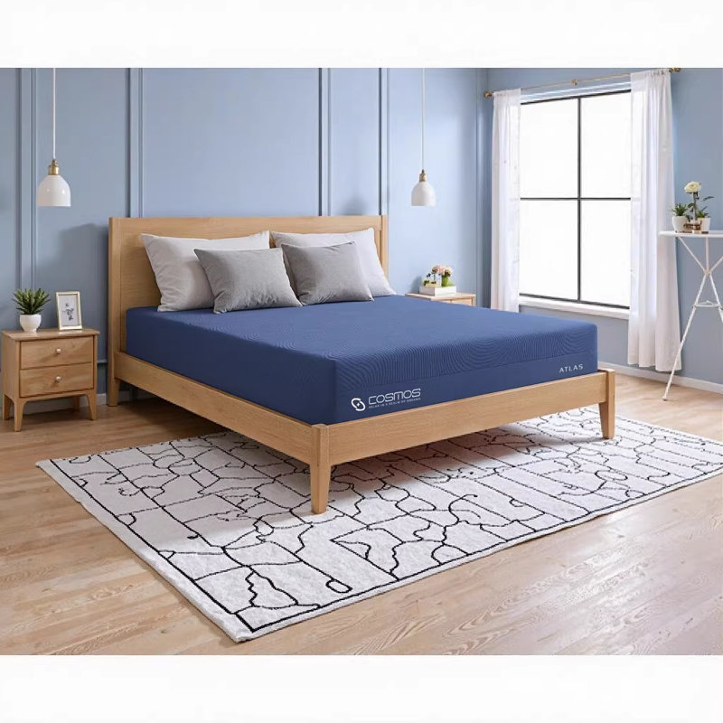 ATLAS TWIN FOAM CORE 8" Memory Foam Mattress, Blue-gray - Rolled and Boxed with Super Soft Fabric Cover, Twin, 8"