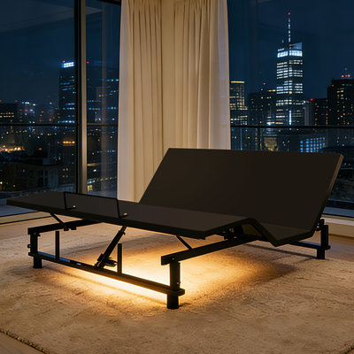 Base de lit réglable avec tête et pied inclinable, très grand moteur, gravité zéro, 4 ports USB, veilleuse sous le lit