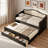 Wooden Daybed With Trundle, 2 Storage Drawers And Upholstered Button Tufted Backrest-572731559