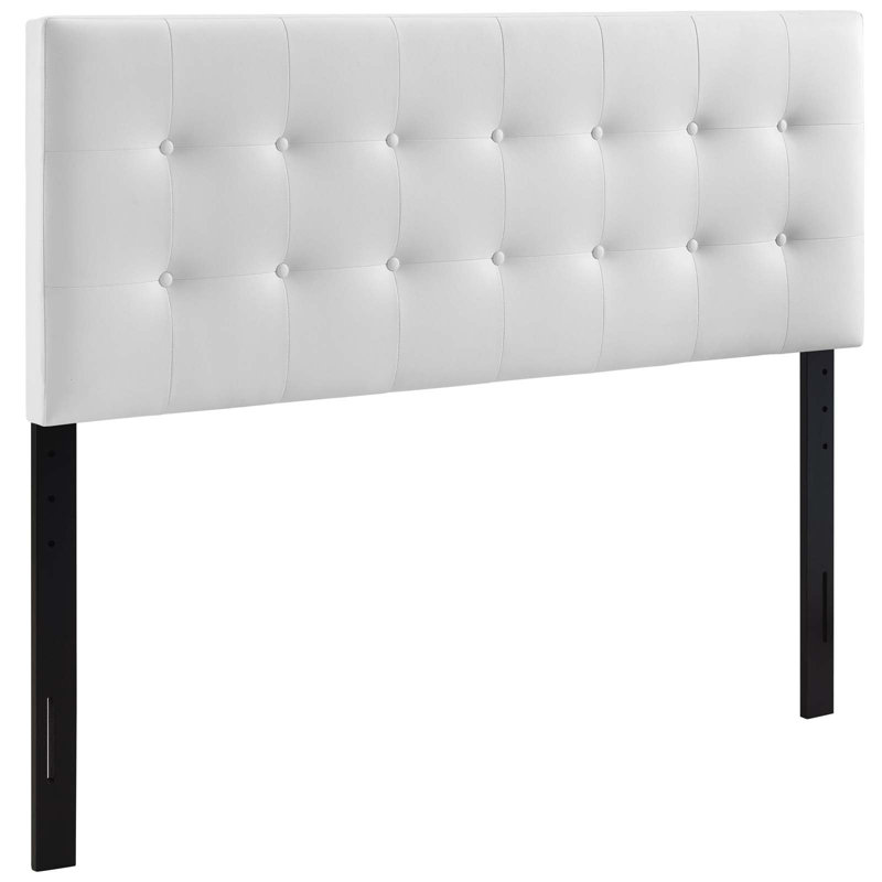 Emily White Faux Leather Tufted Full Headboard