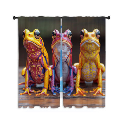 Frogs Animal Vivid Room Darkening Curtain Pair