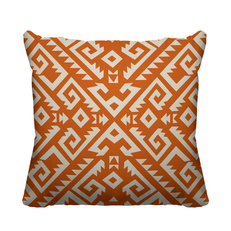 Coussin intérieur / extérieur Chitto Southwestern, L 19 po x H 19 po, Orange