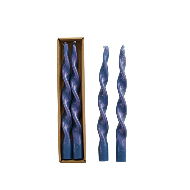 Bougies torsadées non parfumées en boîte, Bleu