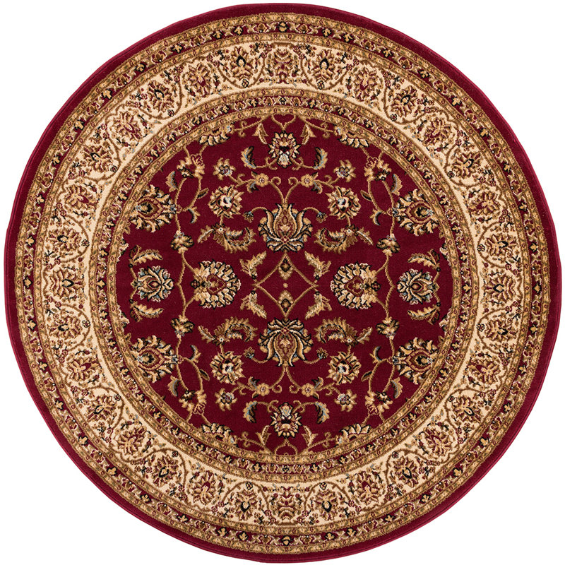 Tapis traditionnel rouge Belliere Sarouk, Rond 5 pi 3 po