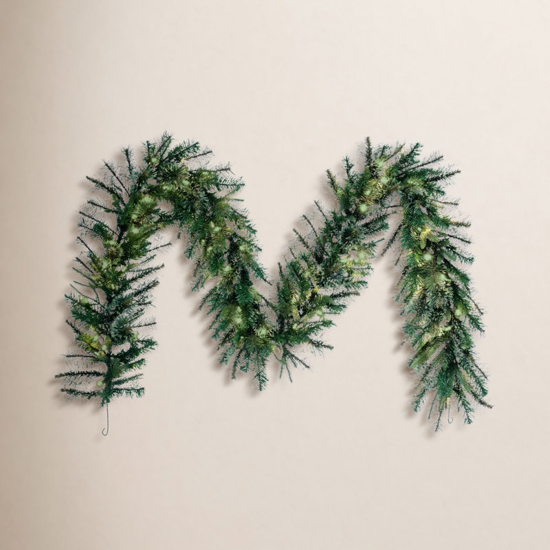 Pre-Lit Mixed Cashmere Pine Artificial Christmas Garland, Green