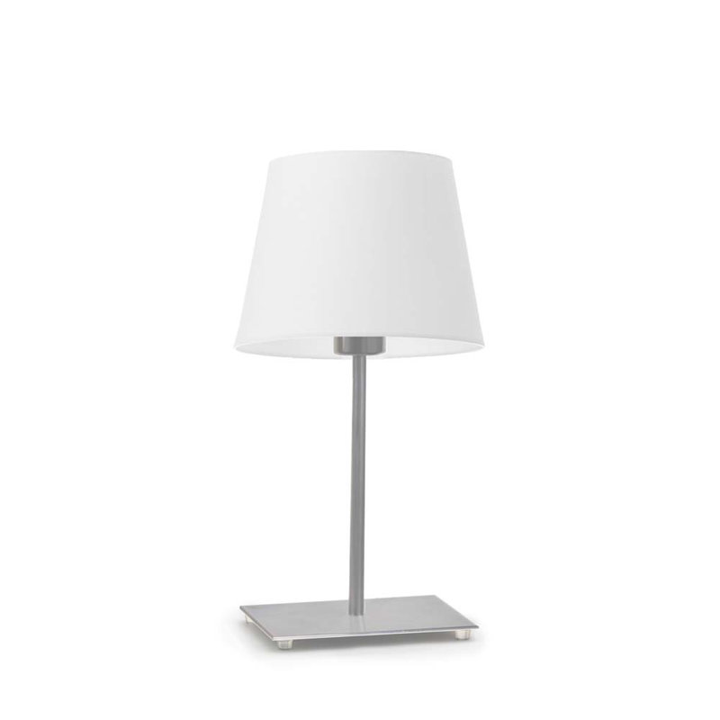 Asaun Metal Table Lamp, Brushed Steel, White