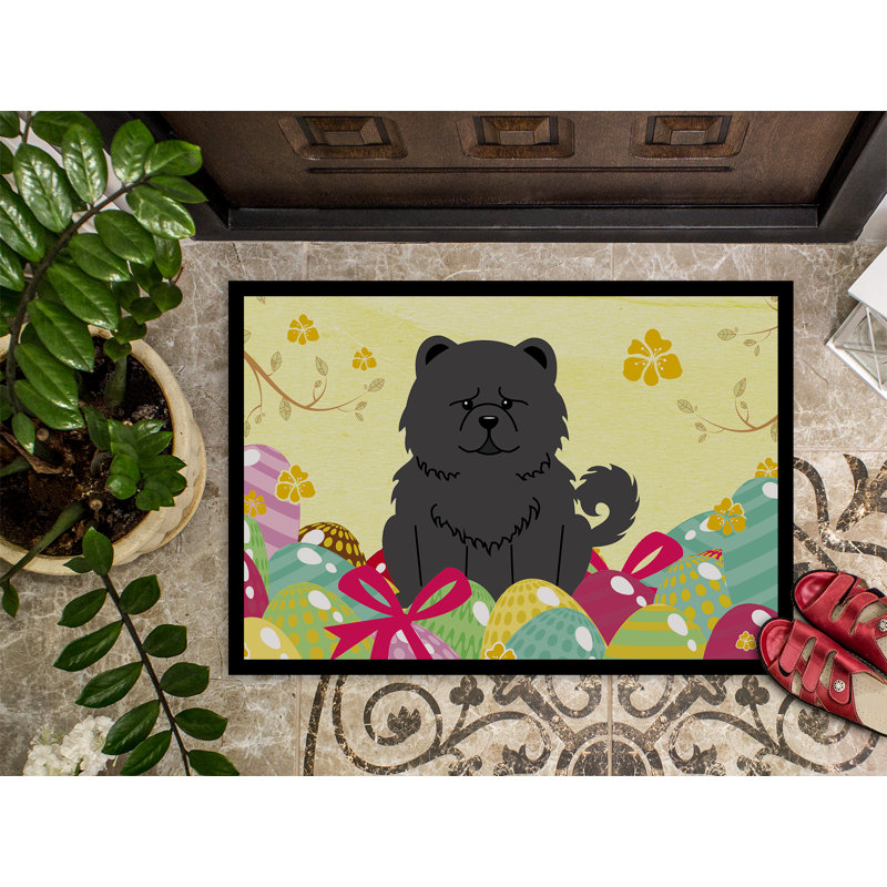 Saroyan Non-Slip Easter Outdoor Doormat, Black, 27" L x 18" W