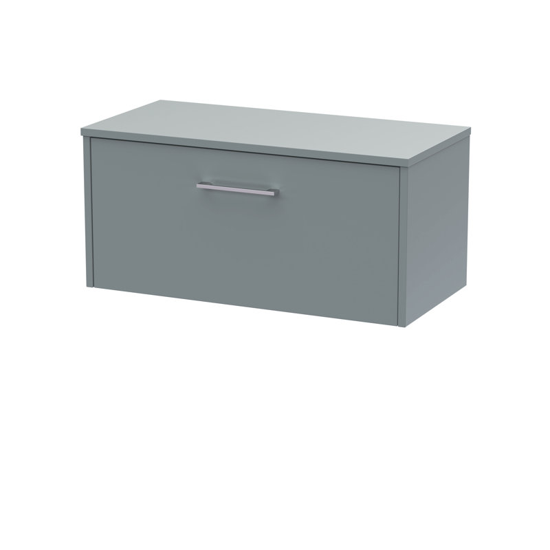 Juno 800mm Wall Hung Single Vanity Unit with Worktop, Coastal Grey
