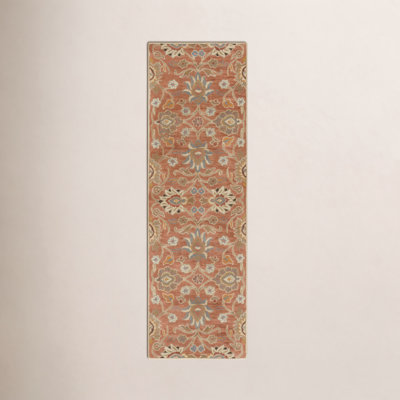 Arden Burnt Orange Hand-Tufted Wool Floral Rug