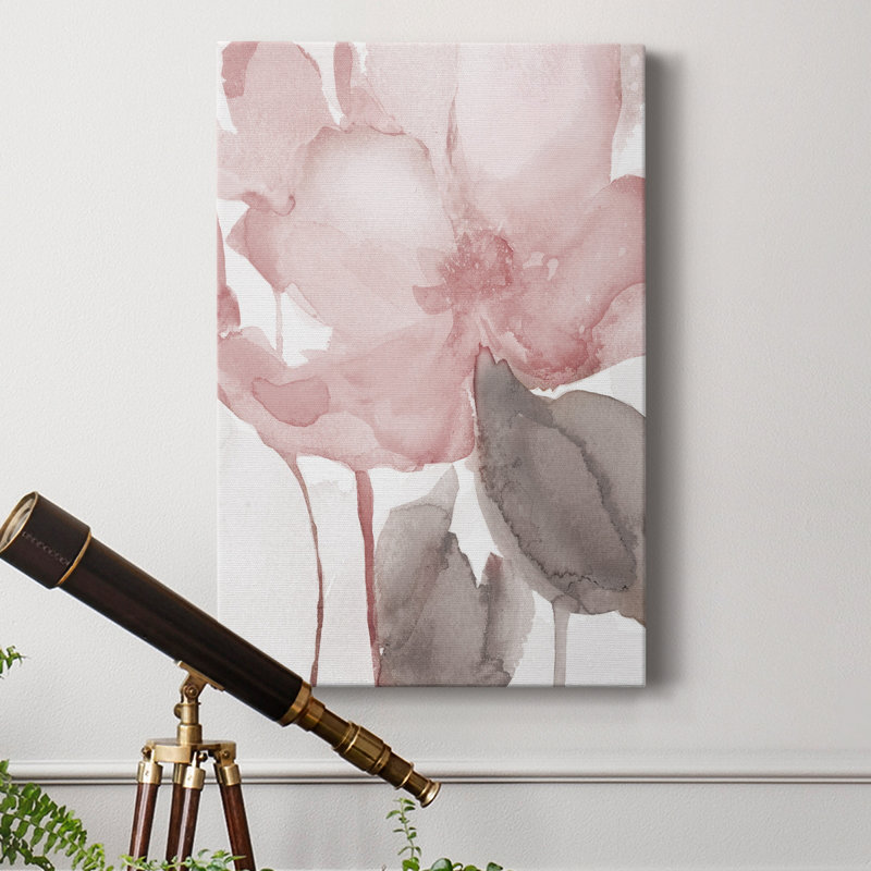 Blush Bloom II - peinture sur toile tendue, H 18 po x l 12 po x P 1 po