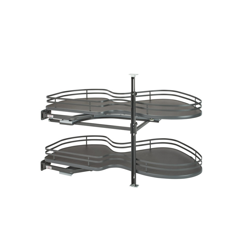 Orion Gray 2-Tier Blind Corner Organizer with Linen Finish