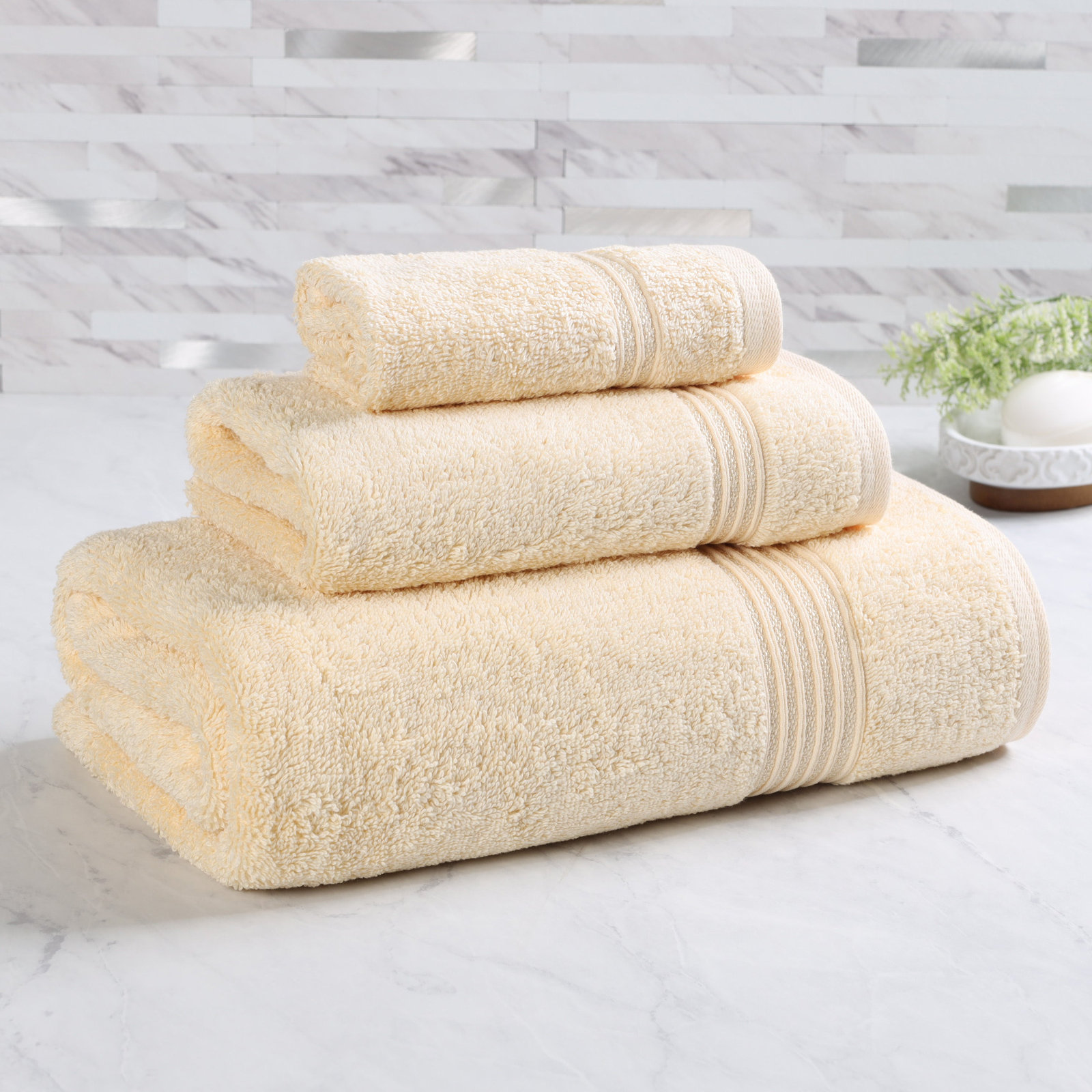 Oleg 3-Piece Egyptian Cotton Towel Set, Canary