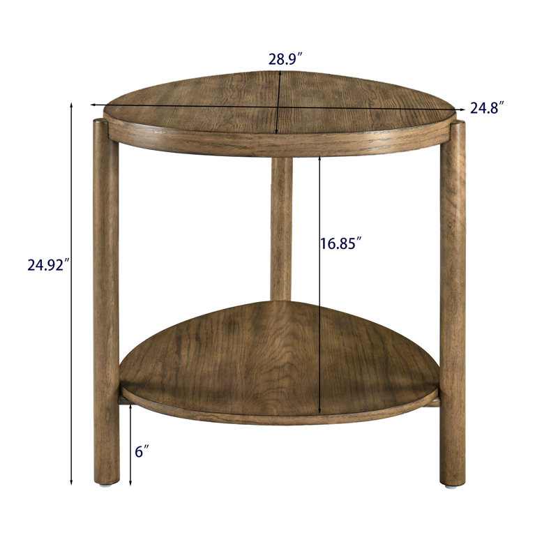 Surbit Triangular 24.9" Tall End Table, Iron Brown