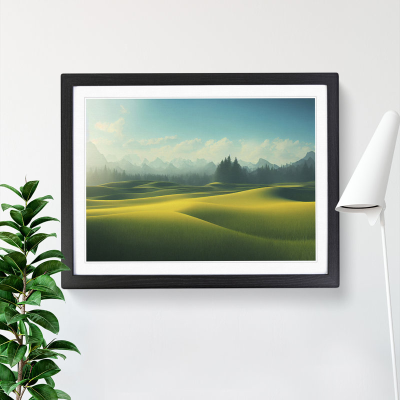 Serene Meadow Landscape Vol.1 - Framed Print, Black, 46cm H x 64cm W x 2cm D