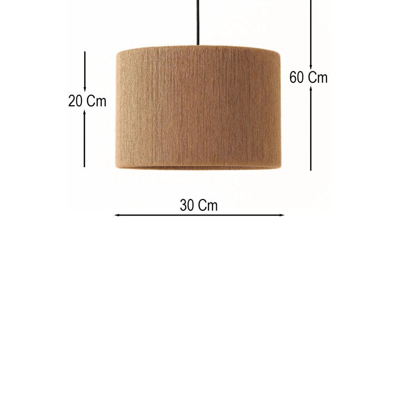 Lustre en métal écru à hauteur réglable, mesurant 11,8 po x 7,9 po | 1 x douille E27 (40 W maximum) | Conception élégante de la coiffe Rafia, parfaite pour le salon et la salle à manger | IP20, solution d'éclairage de maison élégante