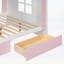 Lit superposé double avec tiroirs et tablettes de rangement, conception moderne en bois à deux tons, meubles de chambre à coucher peu encombrants, blanc et rose-133491255