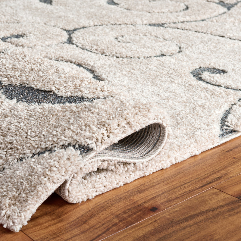 Chaffin Shag Performance Solid Color Rug, Square 9', Beige/Blue Gray