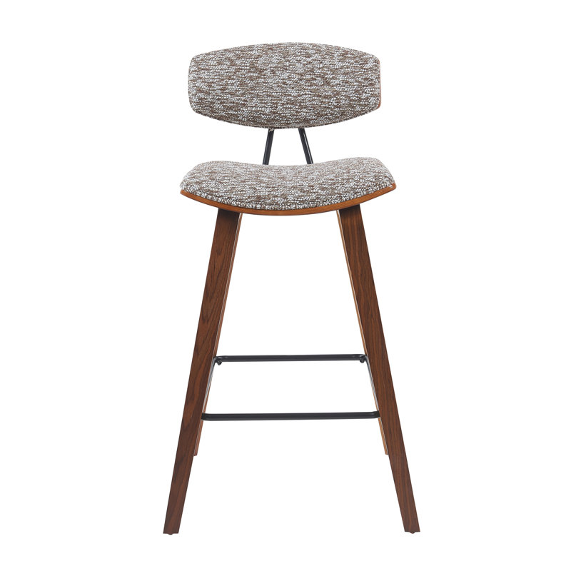 Upholstered Counter Stool, Grey/Walnut