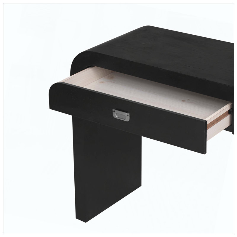Console 2 tiroirs en bois, Noir