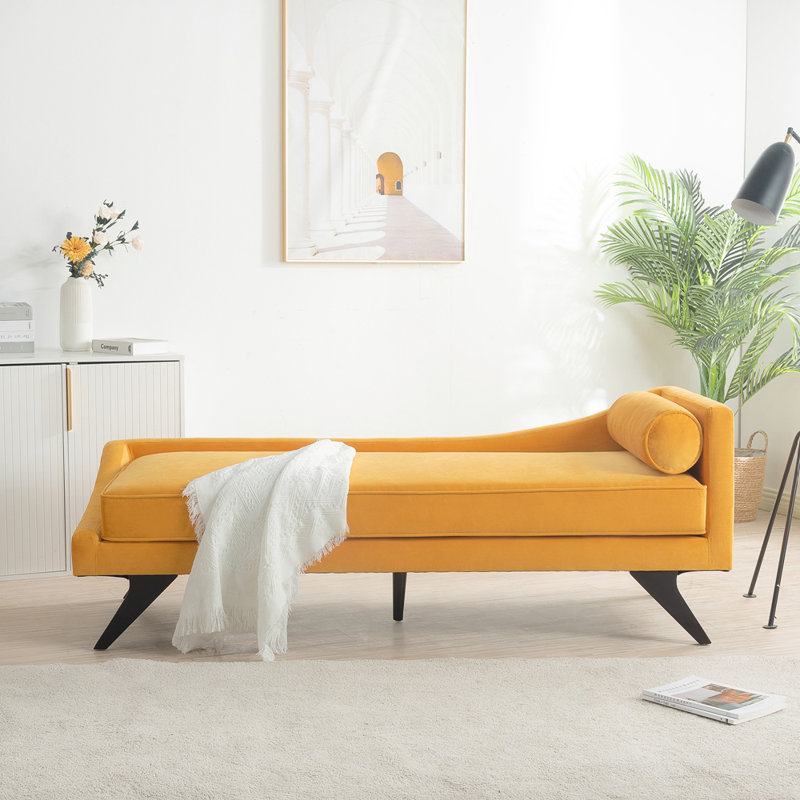 Chaise longue inclinable Myrdell, Velours jaune