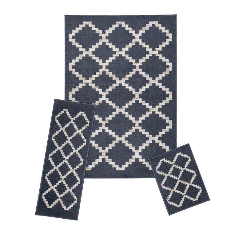 Tapis bleu tissé à la machine