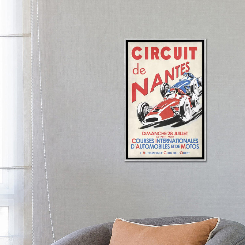 «Circuit de nantes» par Mark Rogan, reproduction d'art graphique, H 26 po x l 18 po x 1,5 po, Toile avec cadre argenté